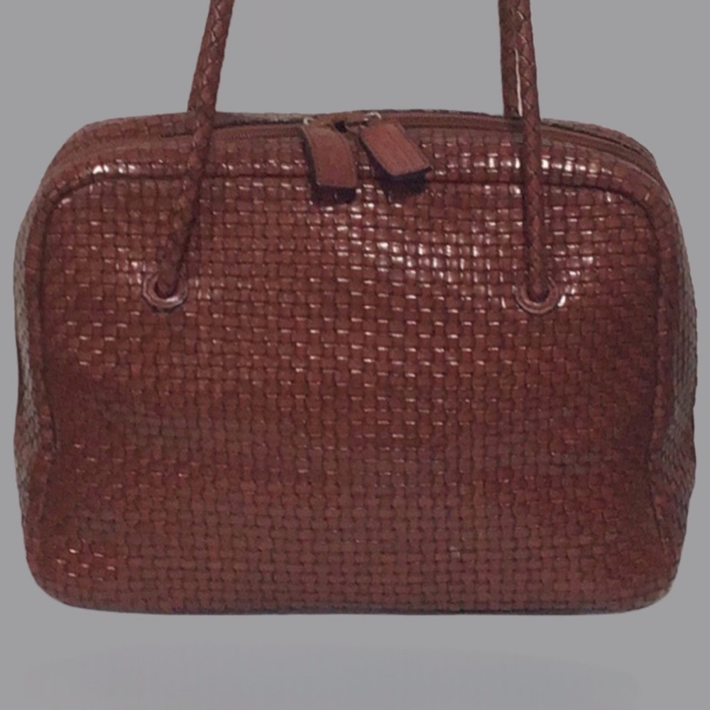 Vintage TALBOTS Woven Leather Shoulder Bag with Woven Shoulder Straps 1990s - Picture 4 of 13
